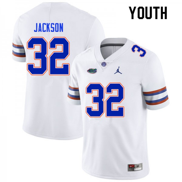 Youth #32 N'Jhari Jackson Florida Gators College Football Jerseys White